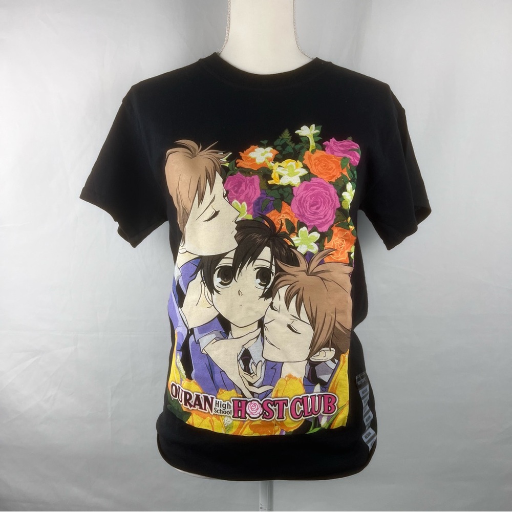 Ouran High School Host Club Womens T-Shirt Black Crew Neck Size Medium Shirt